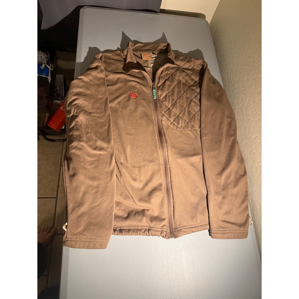 686 Mens XL Full Zip Fleece Jacket Brown Quilted Chest Active Outdoor Layer